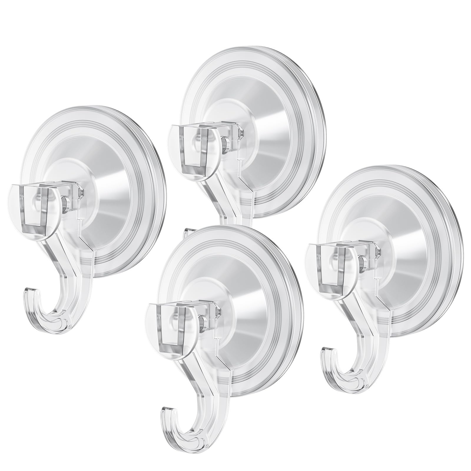 ONLYQIQIU Suction Hooks, Plastic Vacuum Seamless Sucker Hook Heavy Duty 3KG Suction Hanger Strong Absorption Suction Cup Hooks for Bathroom Kitchen Window Bags Coats Xmas Wreath, 4 Pack
