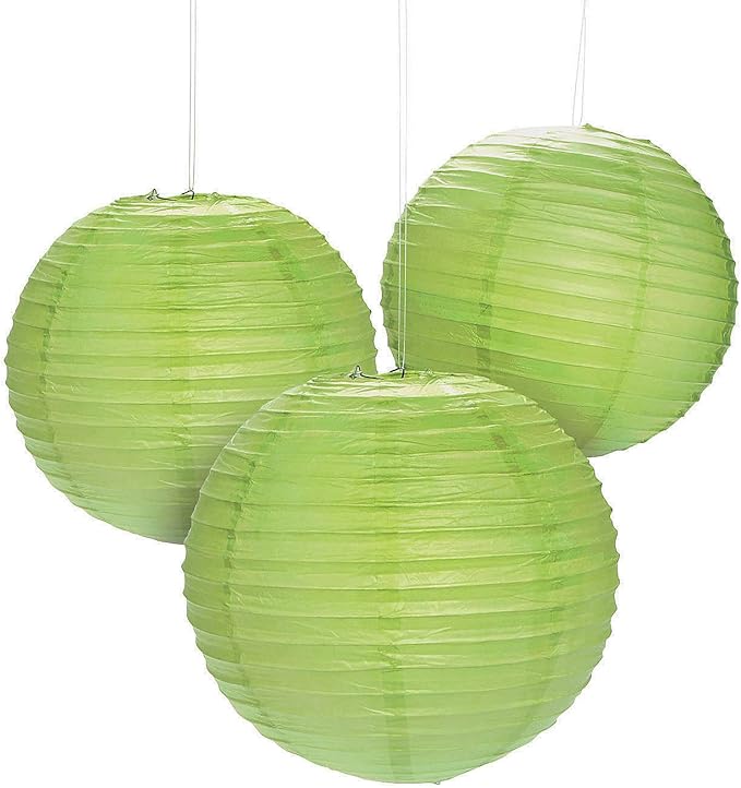 Fun Express Lime Green Hanging Paper Lanterns for Party