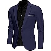 Hihawk One Button Men's Linen Blazer, Slim Fit Casual Suit Jacket, Daily Lightweight Sport Coat
