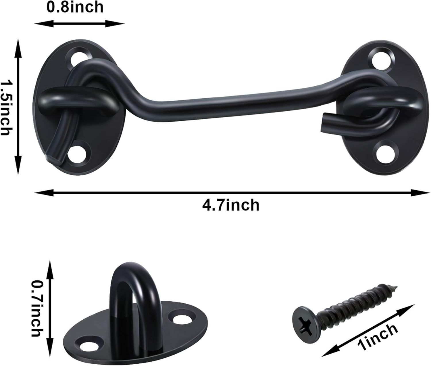 Cabin Hook Eye Latch 4 Inch Heavy Duty Lock Hook and Eye Latch Solid Stainless Steel Thicken Bar
