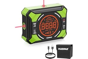 Huepar Rechargeable Digital Angle Finder with Laser H＆V, 2×180°/4×90°, Magnetic Angle Gauge Level, Electronic Inclinometer An
