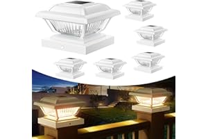ELECLINK Solar Post Cap Lights 6 Pack, Warm White Solar Outdoor Post Lights, Waterproof Fence Post Cap Lights Solar Powered Fit 3.5x3.5 4x4 4.5x4.5 5x5 5.5x5.5 Post for Garden Fence Deck Yard