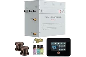 SaunaSpa Builders Series 12kW Steam Bath Generator with Quickstart Continuous Steam, Black Digital Touch Pad, Built-in Auto-Drain, and Aroma Steamhead in Oil Rubbed Bronze