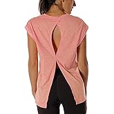 icyzone Open Back Workout Top Shirts - Yoga t-Shirts Activewear Exercise Tops for Women