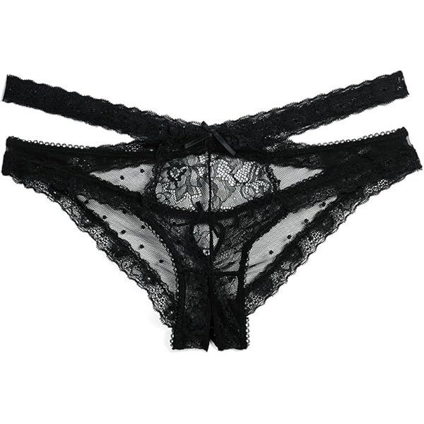 Amazon.com: hanky panky, Signature Lace Crotchless Thong, Black