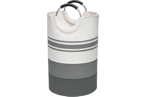 CHICVITA Large Laundry Basket Dirty Clothes Hamper, Collapsible Laundry Baskets for College Dorm, Foldable Dirty Clothes Basket, Canvas Laundry Bag with Handles, 1 Pack, 80L, Grey