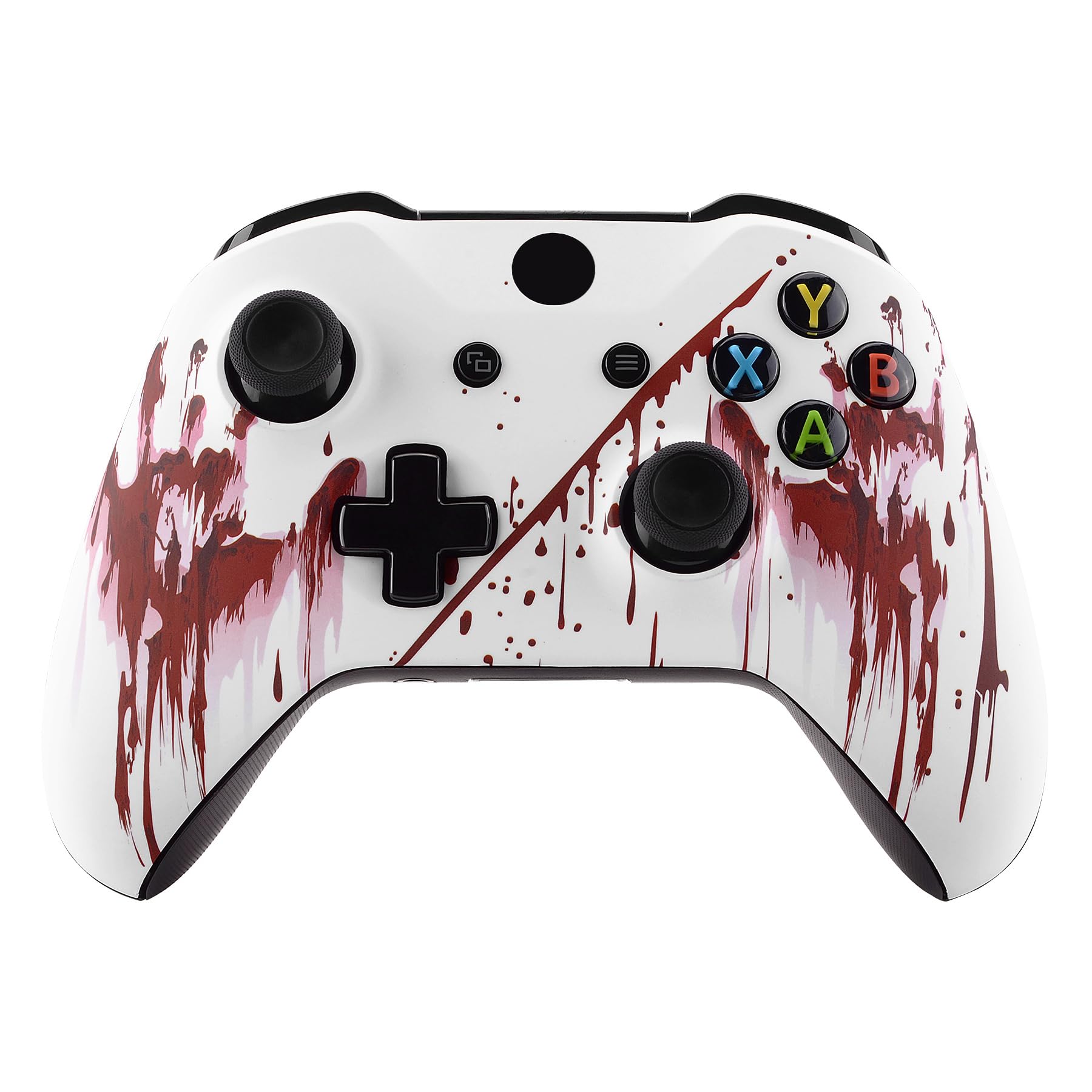 eXtremeRate Bloody Hand Patterned Front Housing Shell Case, Soft Touch Faceplate Cover Replacement Kit for Xbox One S & One X Controller (Model 1708)