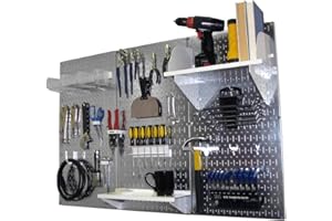Wall Control 30-WRK-400 GVW Pegboard Organizer Wall Control Metal Standard Tool Storage Kit Accessories, 4-Feet, White