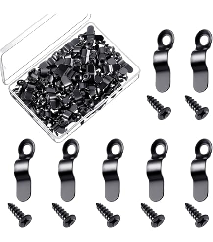 ZZLZX 100Pcs Black Round Picture Frame Turn Buttons – With 100 Screws, Metal Backing Clips For Photos, Art, Cross Stitch & DIY Framing