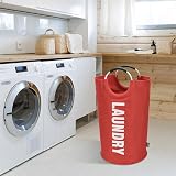DOKEHOM 90L Large Collapsible Laundry Basket Freestanding Hamper Red view 7