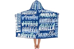 NZOOHY Text Dark Blue Personalized Hooded Towel Absorbent Wrap Soft Pool Beach Bath Towels Hood Poncho for 5-12 Years Kids Bo