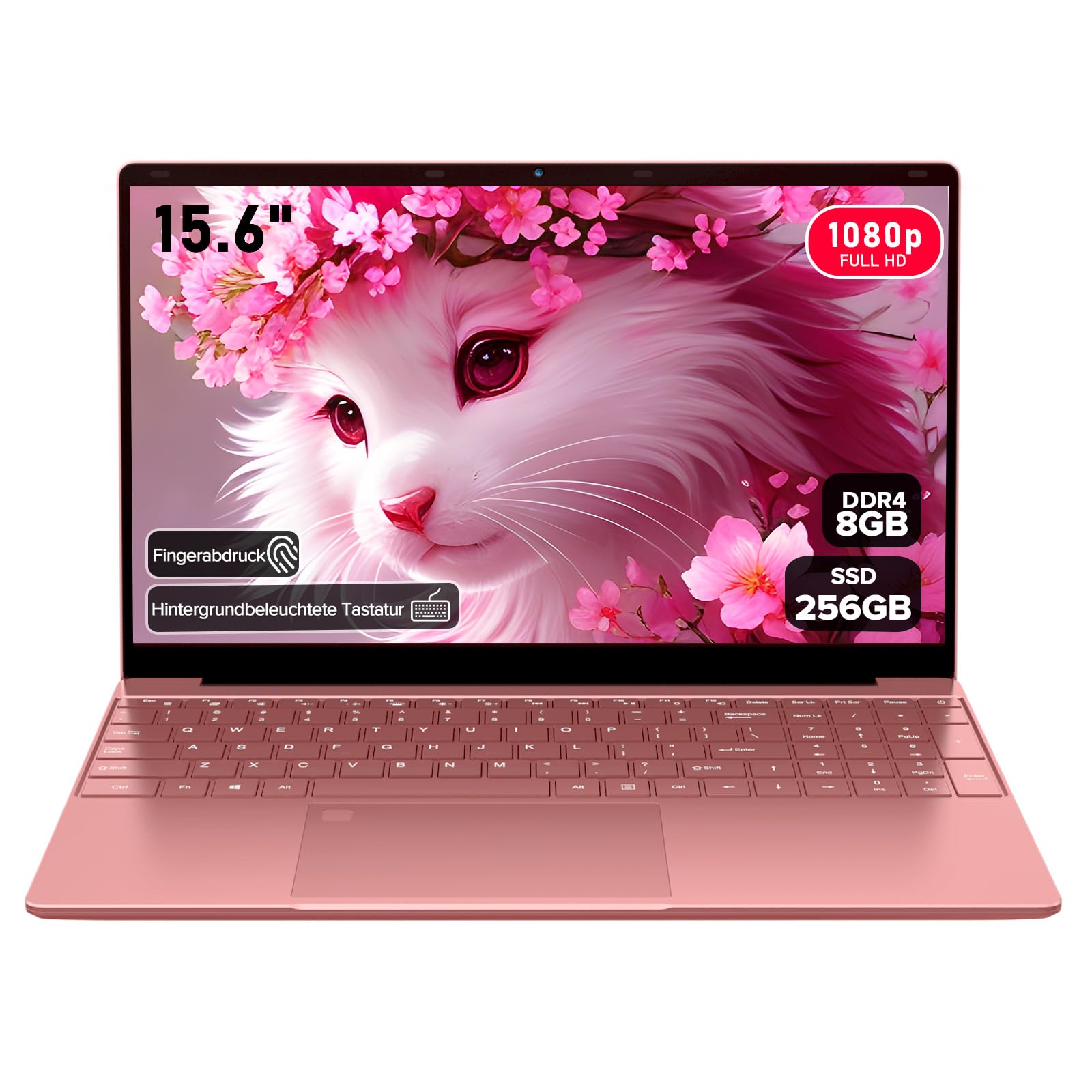 Molegar 2026 Laptop Computer Notebook,15.6" IPS FHD Display,Celeron N5100(Beats N4120/5205U CPU),WiFi5,BT5.0,USB3.0,Beleuchtete Tastatur,Fingerprint für Business Home Office und Studenten
