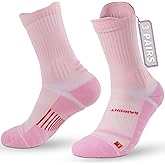 Coolmax Compression Running Socks for Women 3 Pairs, Anti-Blister Moisture Wicking Boot Crew Cushion Athletic Workout Socks