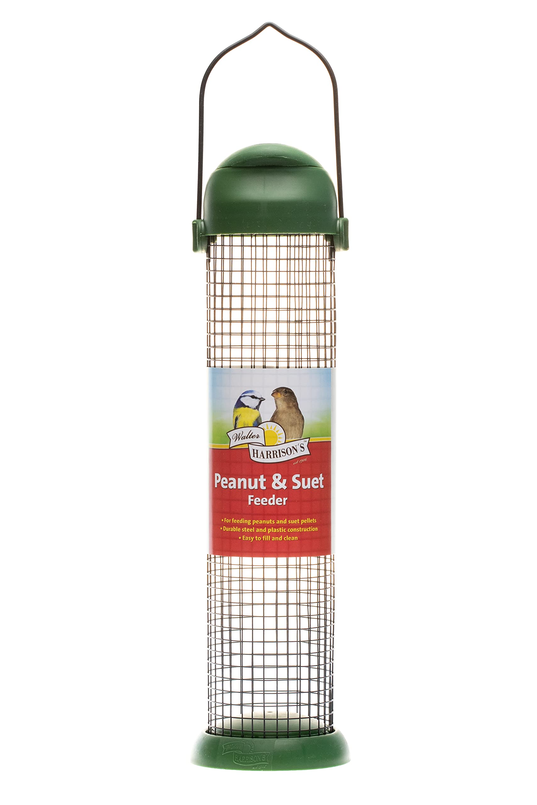 Walter Harrison's Wild Bird Flip Top Green Hanging Peanut Feeder - Large - 30 cm