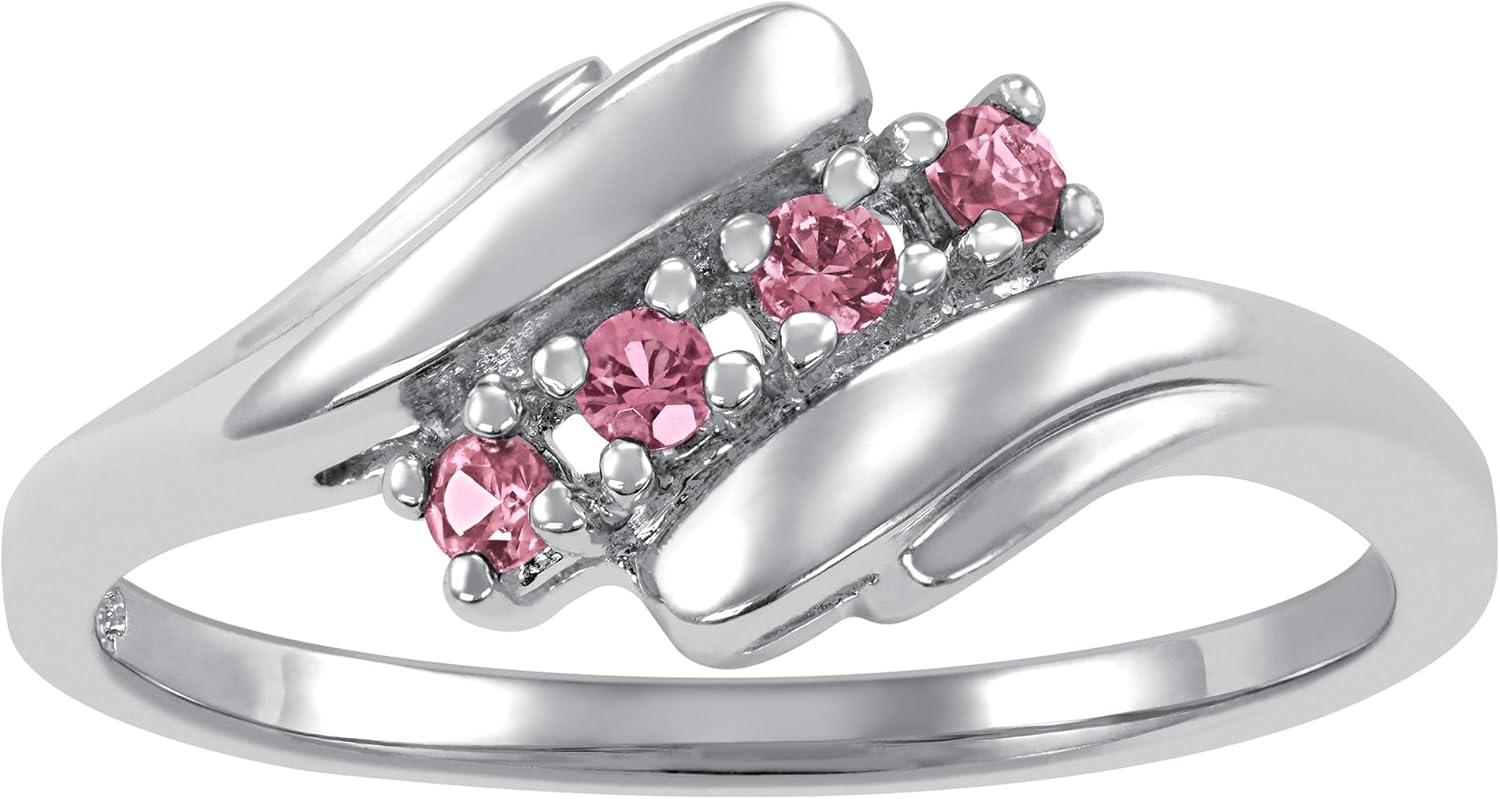 ArtCarved Love Promise Sterling Silver Simulated Birthstone Ring