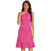 Allegra K Lace Dress for Women's Cocktail Boat Neck Sleeveless Evening Sheath Dresses
