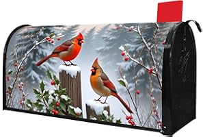 BLOB BIGOMI Winter Cardinal Bird Mailbox Cover Magnetic Standard Size Christmas Post Letter Box Wraps Decorative Mailbox Covers for Outdoor Garden Yard Decor Christmas Decorations 21" x 18"