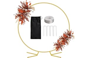 WellSign 8FT Circle Arch Stand, Backdrop Stand for Parties, Metal Circle Balloon Arch Frame Heavy Duty, Gold Wedding Arch Frame with Base for Birthday Baby Shower Gender Reveal Party Decoration