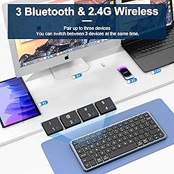YORUNOHOSHI 2.4G Wireless Keyboard, Ultra Slim Dual