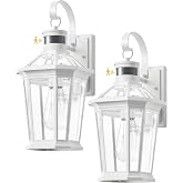 VIANIS Motion Sensor Exterior Light Fixture, Dusk to Dawn Wall Lighting | 2 Pcs White Modern Front Porch Light for House, 100% Anti-rust Aluminum Outside Wall Sconce for Garage, Entryway