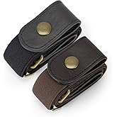 WHIPPY 2 Pack Buckle Free Comfortable Elastic Belt for Women or Men, Buckle-less No Bulge No Hassle Invisible Belts