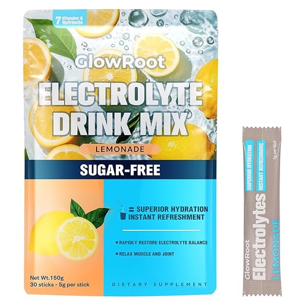 GLOWROOT DAILY ELECTROLYTE DRINK – LEMONADE FLAVOR, 30...