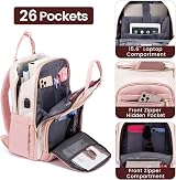 LOVEVOOK Laptop Backpack 15.6 inch Womens Anti Theft USB Port Waterproof Pink view 3