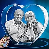 ArtPix 3D Crystal Photo, Personalized Gifts for Women, Wife, Men, Mom, Father, Her, Him, Dad, Grandpa, Great Customized Gift with Your Own Photo, Custom Glass 3D Laser Etched Picture Wedding - Heart