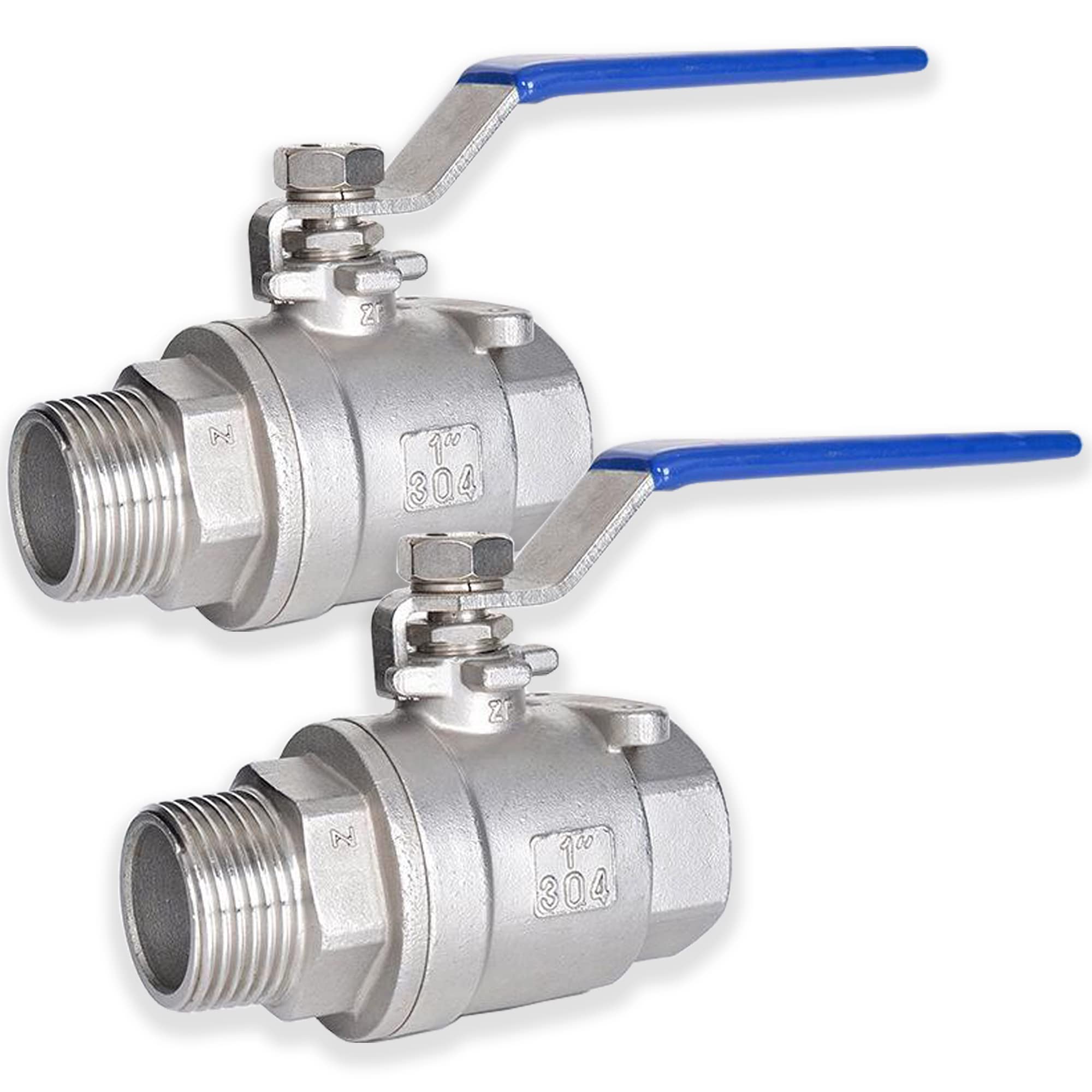 Photo 1 of 1 Inch Ball Valve, Heavy Duty Male NPT (MNPT) X Female NPT (FNPT) Thread Shut-Off Valve, 304 Stainless Steel NPT Full Port Forged 1" Ball Valve for Water Oil and Gas, 1000 WOG (2 pieces)