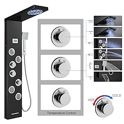 TSIBOMU Shower Panel Tower System with LED Rainfall