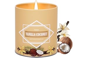 MOLENSUN Vanilla Coconut Candle, Candles for Home Scented, 9 oz Soy Wax Candle Gift for Women Men, Aromatherapy Tin Jar Candle