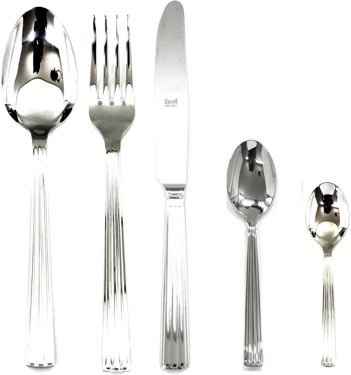 MEPRA Sole 30 Pcs Moka Cutlery Set ââ‚¬â€œ Silver Tableware, Dishwasher