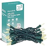 Heyworld Slow Twinkle Lights, 20 Led Soft Twinkling Mini Christmas String Lights on Green Wire Cord, UL Approved 7 Ft, Connect Up to 100 Sets, Indoor Outdoor Use, Warm White (1, 20LED)