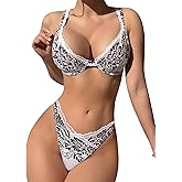 Dlsave Sexy Lingerie for Women Lace V Neck Push Up Lingerie Sets