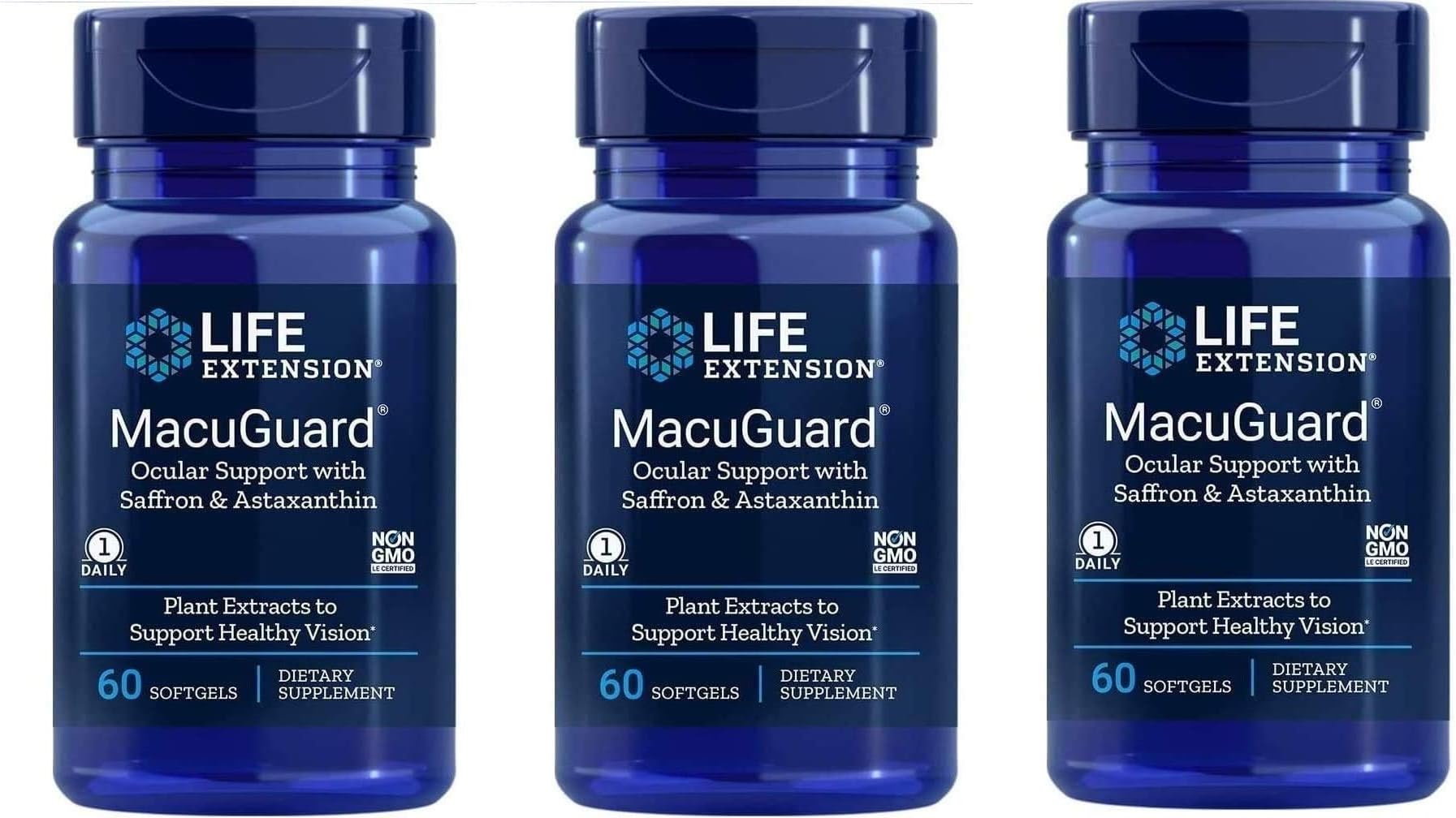 Life Extension Macuguard Ocular Support Plus Astaxanthin, 60 softgels (60 x 3)