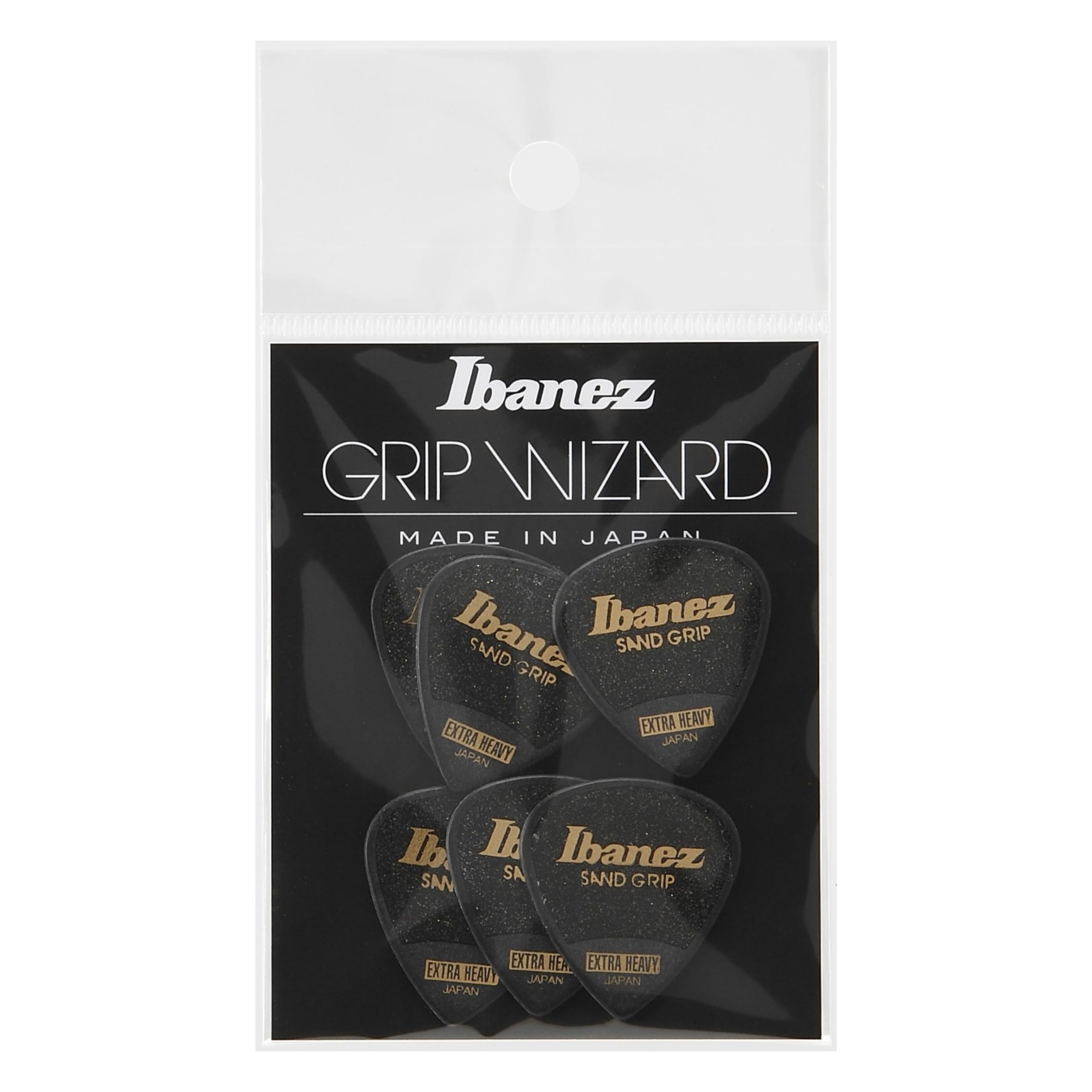 Ibanez PPA16XSG Wizard Series, Sand Grip Picks 6 Pack 1.2mm (PPA16XSGBK)