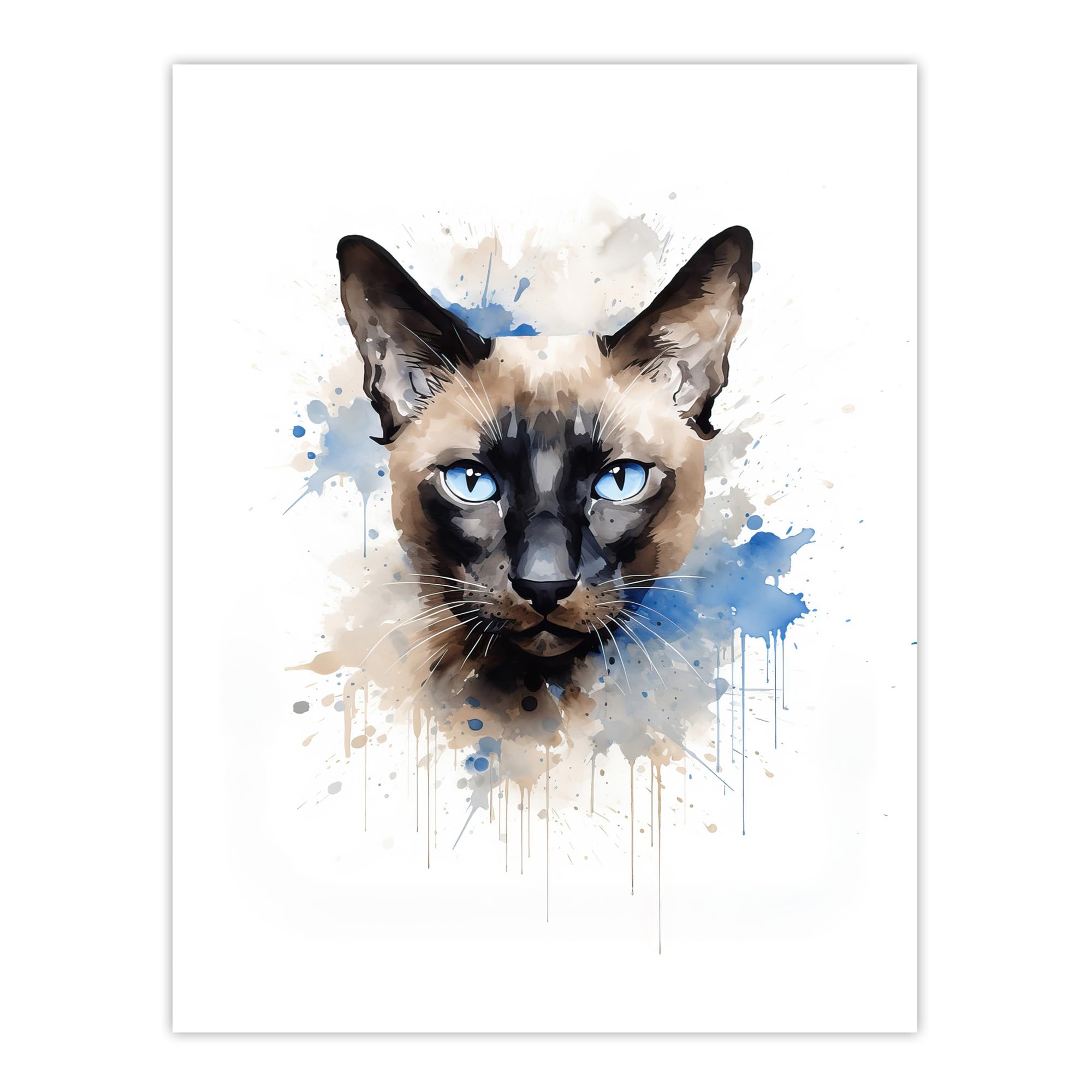 Artery8 Siamese Cat Lovers Gift Watercolour Pet Portrait Painting Artwork Extra Large XL Wall Art Poster Print
