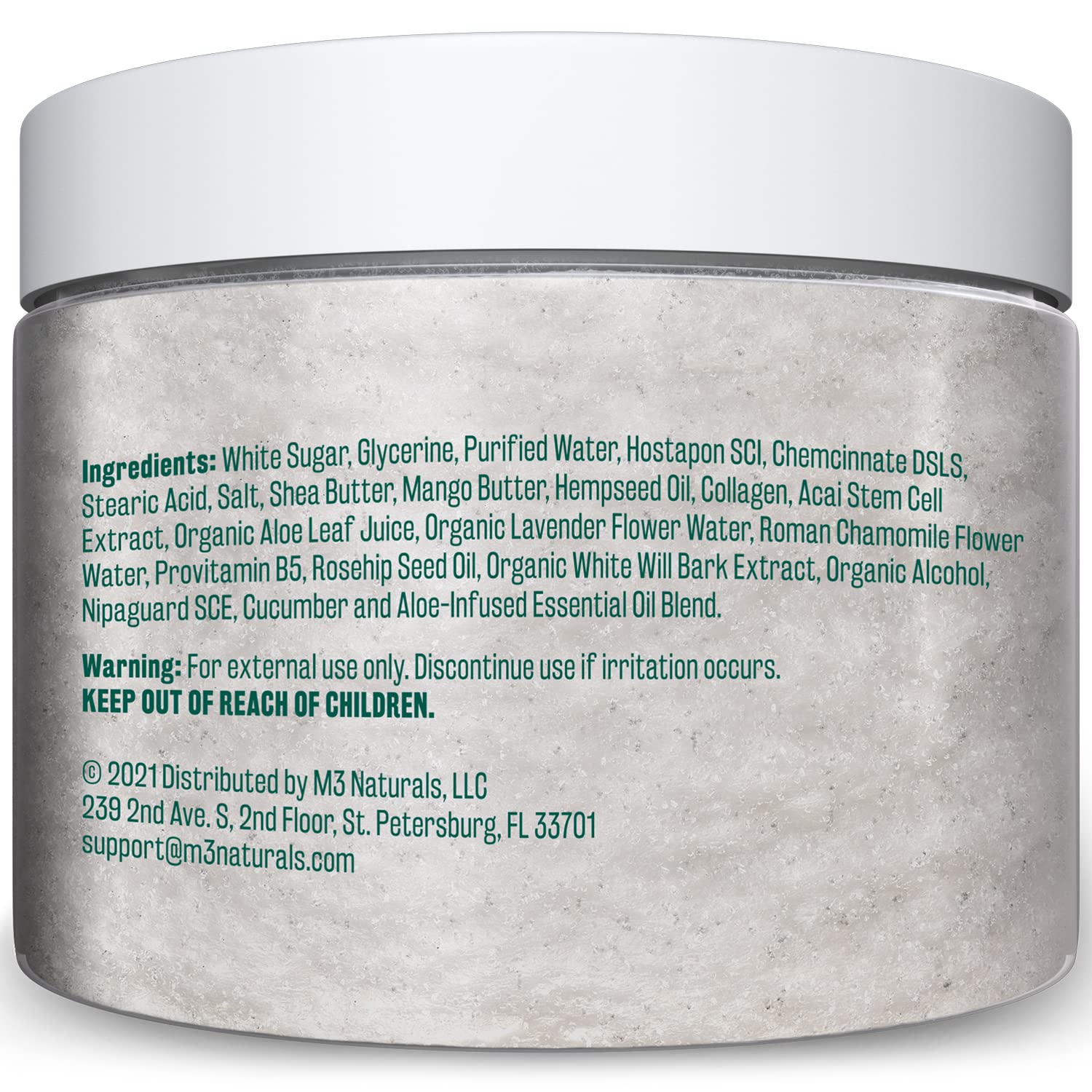 Superfood Body Scrub Skin Exfoliator with Collagen and Stem Cell Gently Exfoliate Face Body Cucumber & Aloe Moisturizing Body Wash Scrub Polish by M3 Naturals