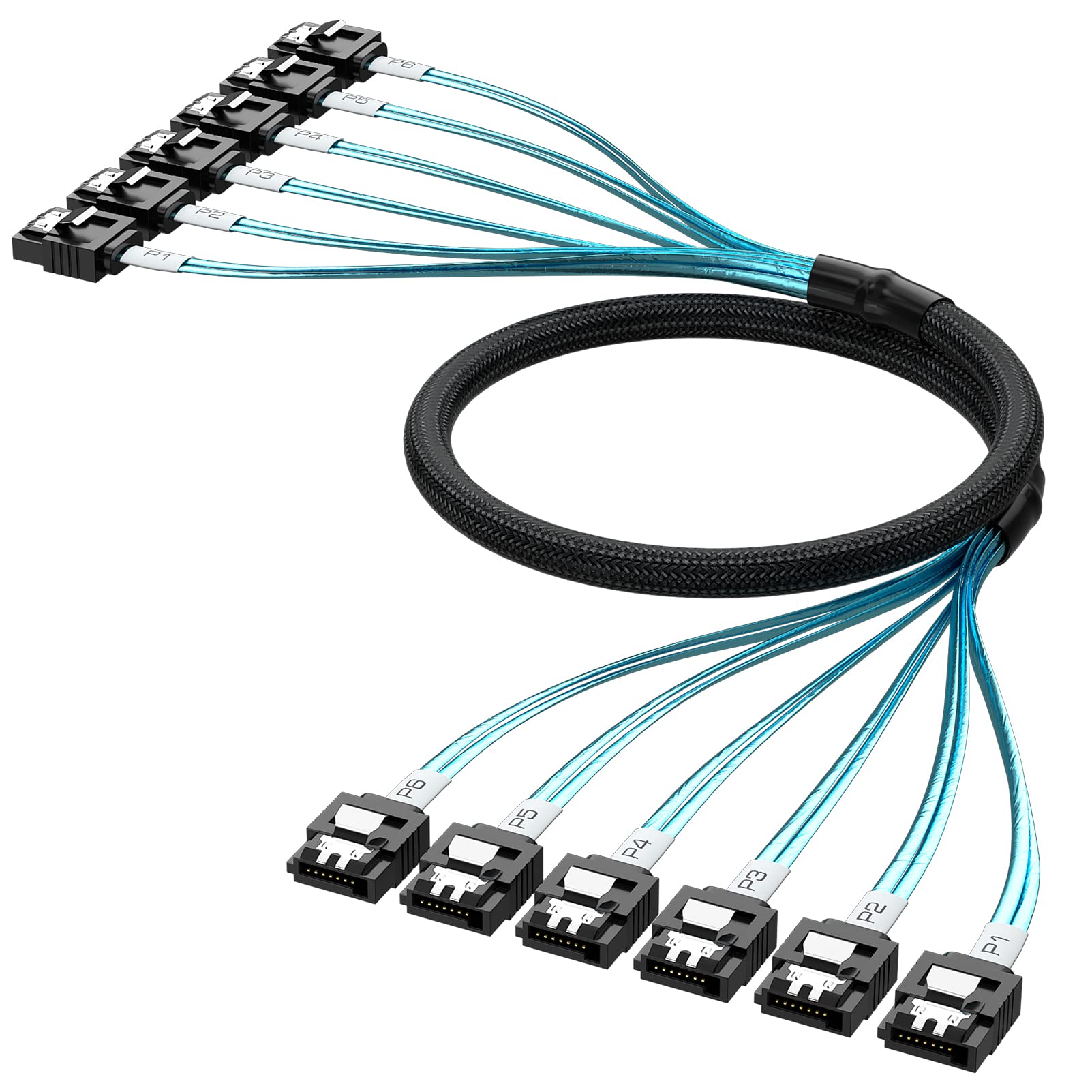 Kirolle 1.0m/3.28ft High Speed Sata Cable 3 Up to 6Gbps(6pcs/set), Sas Cable for Server HDD SDD Computer CD DVD Drivers