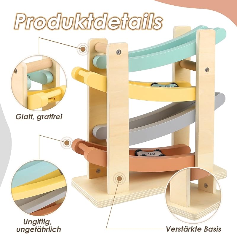 Montessori Spielzeug ab 1 Jahr Auto Spielzeug Kugelbahn Holz ab 1 2 Jahr Holzspielzeug Geschenk 1 2 Jahre Junge Mädchen