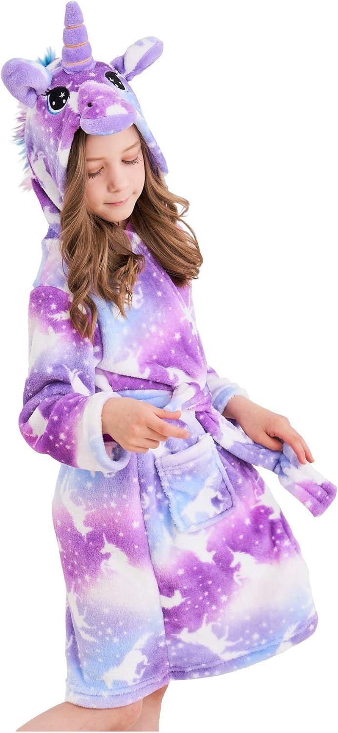Doctor Unicorn Soft Unicorn Hooded Bathrobe for Girls Gifts: Clothing