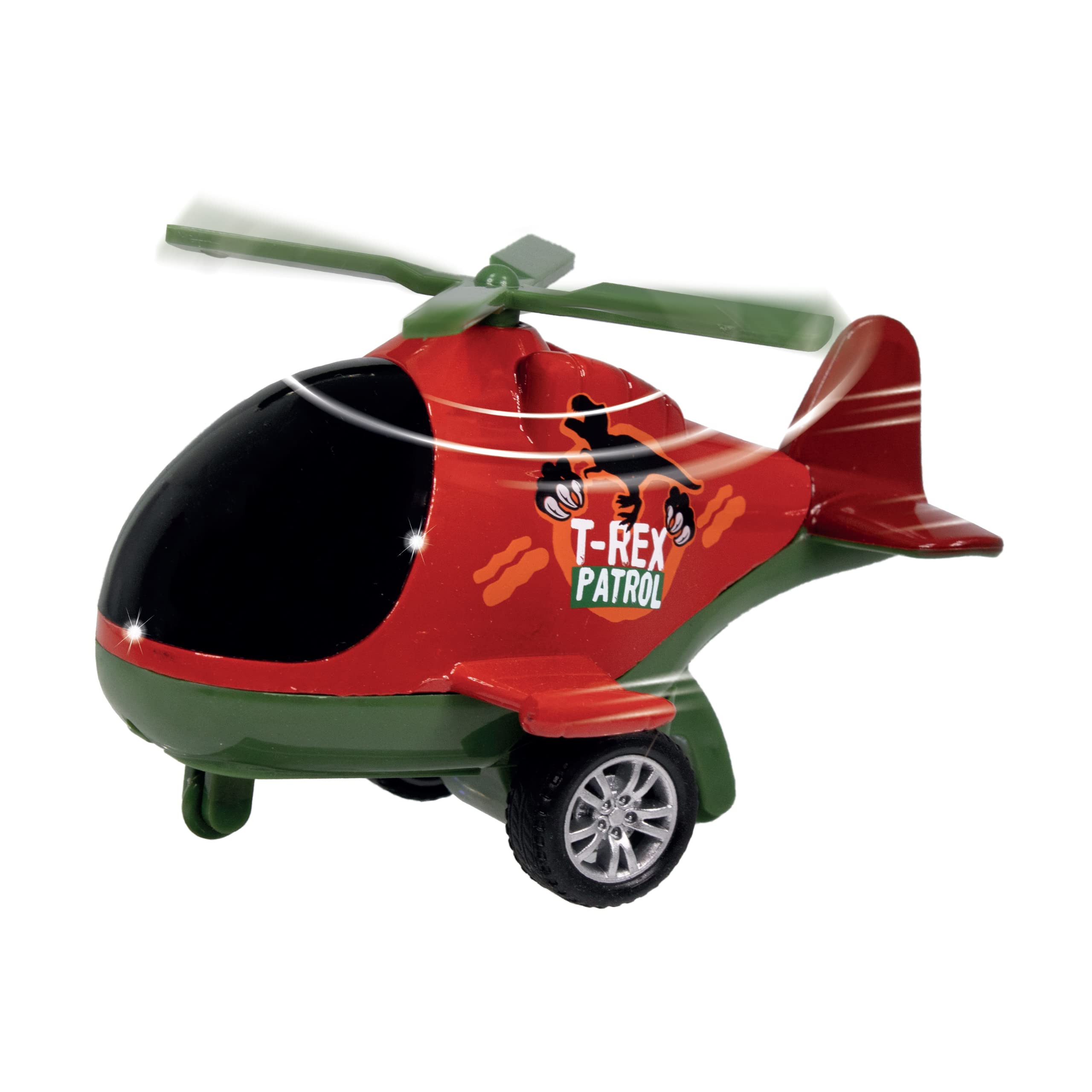 Deluxebase Patrol & Rescue Helicopter - T-Rex from Friction helicopter toy with spinning rotor for kids and toddlers
