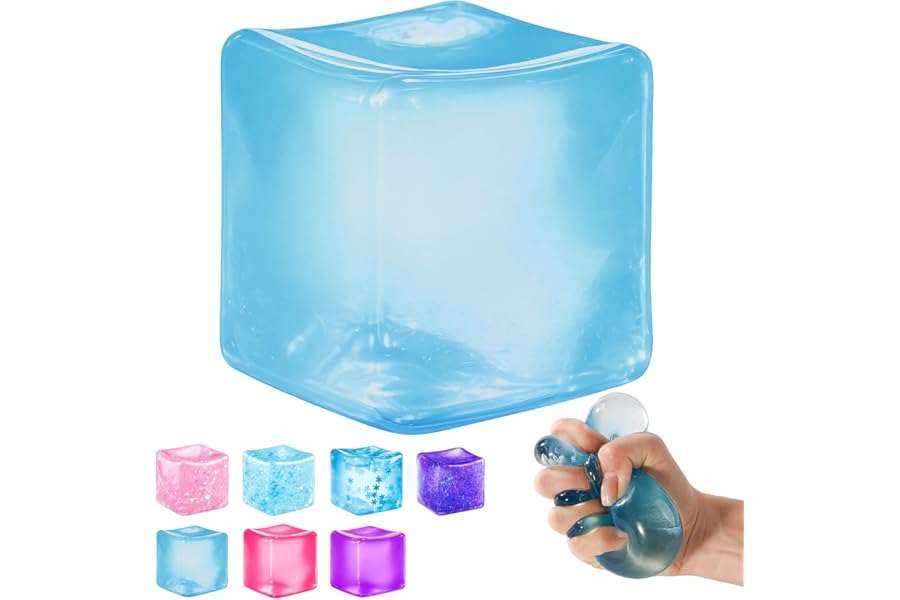 Ice Cube Squishy Fidget Toy – Slow Rise Squeeze Sensory Toys, Multiple Ways to Play, Stress Ball for Anxiety Relief, Focus Enhancement, Brain Relaxation & Strength Fostering