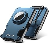 VULKIT Minimalist Slim Wallet for Mens with Money Clip- RFID Blocking with AirTag Holder Design Metal Wallet, Sky Blue