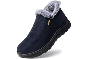 TEMOFON Snow Boots for Women Winter: Waterproof Warm Fur Lined Booties Slip On Comfortable Wide Width Outdoor Lightweight Ankle Boot