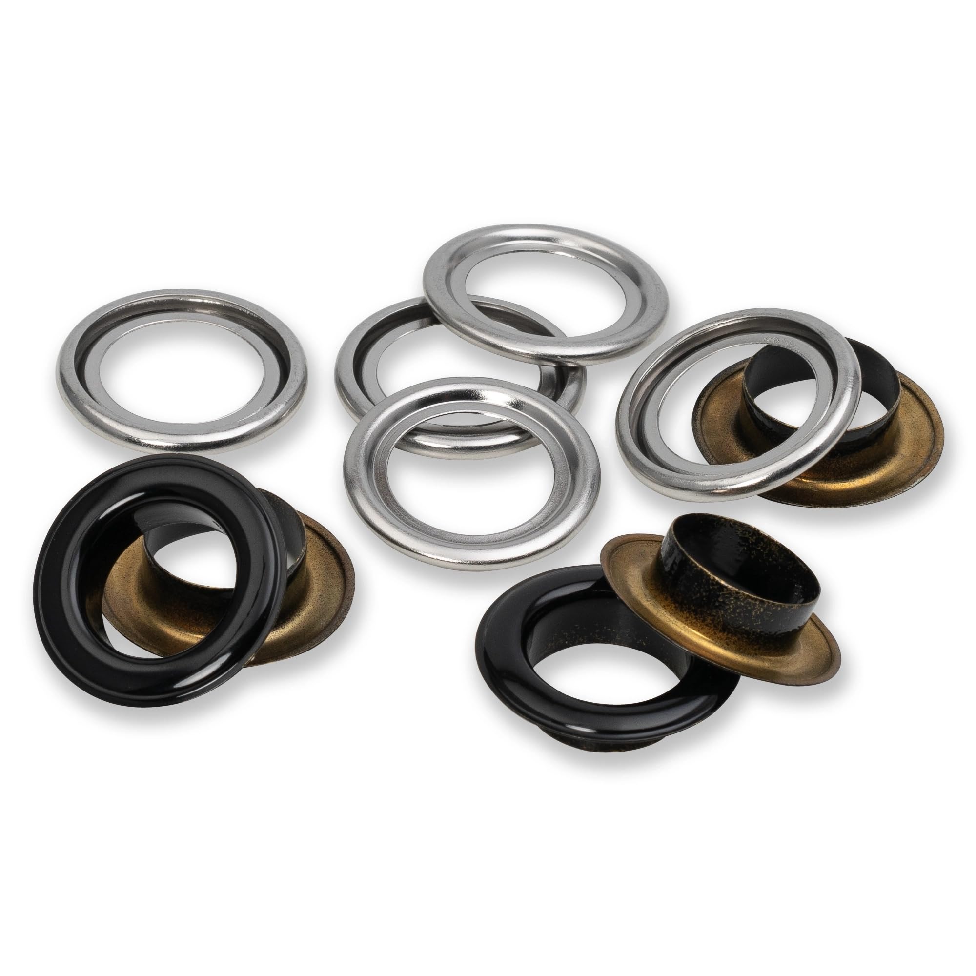 Prym 542542 Eyelets with washers, 11 mm, red/Silver, can be Used with The Vario Creative Tool, Black, Ø 14 mm