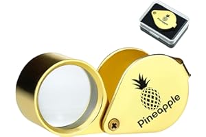 Pineapple 30X Jewelers Loupe Magnifier Foldable Pocket Magnifying Glass Small Jewelry Eye Loop for Jewelers, Gems, Diamonds, Plants, Coins (Gold)
