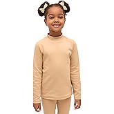 Lilax Girls' Basic Long Sleeve Mock Turtleneck Cotton T-Shirt