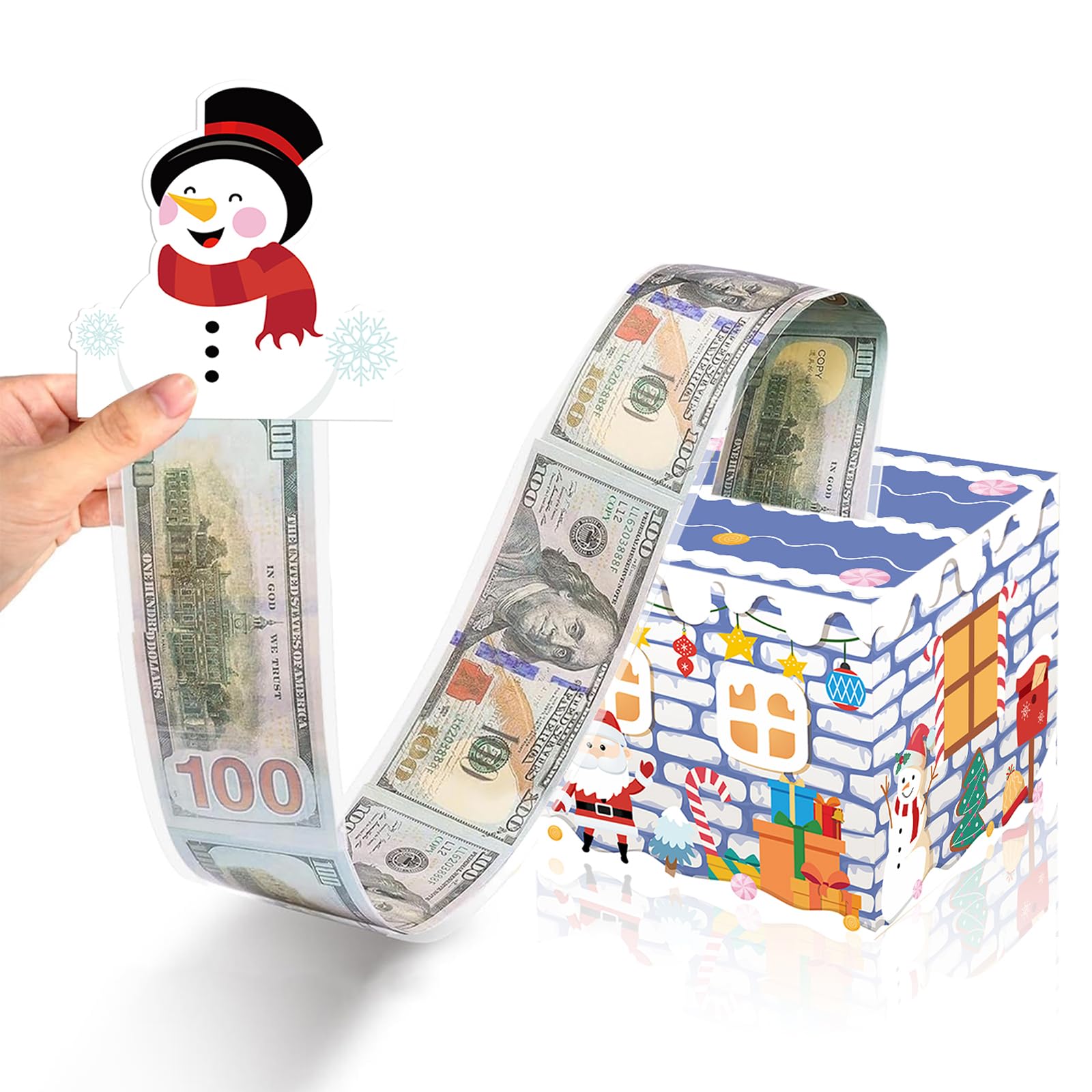 Christmas Money Box for Cash Gift, Funny Pull Cash from Money Case for Women Men Surprise, Novelty Xmas Cash Drawer DIY Cake with Pull Out Card for Wife Mother Friends