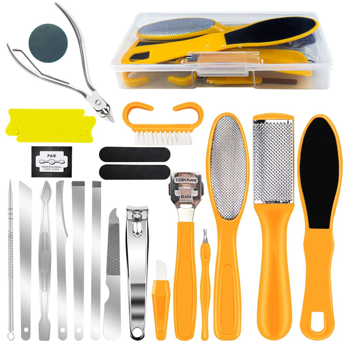 Pedicure Kit Professional Tools 22 in 1, MOLYHUA Foot Care Pedicure Set Stainless Steel Foot Rasp Foot Dead Skin Remover Pedicure Kit professional products for Men/Women : Beauty